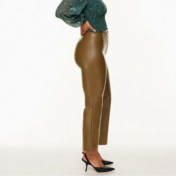 Aritzia Wilfred Adele Pant Flared Wide Leg Vegan Faux Leather Trouser High Rise - Picture 5 of 16